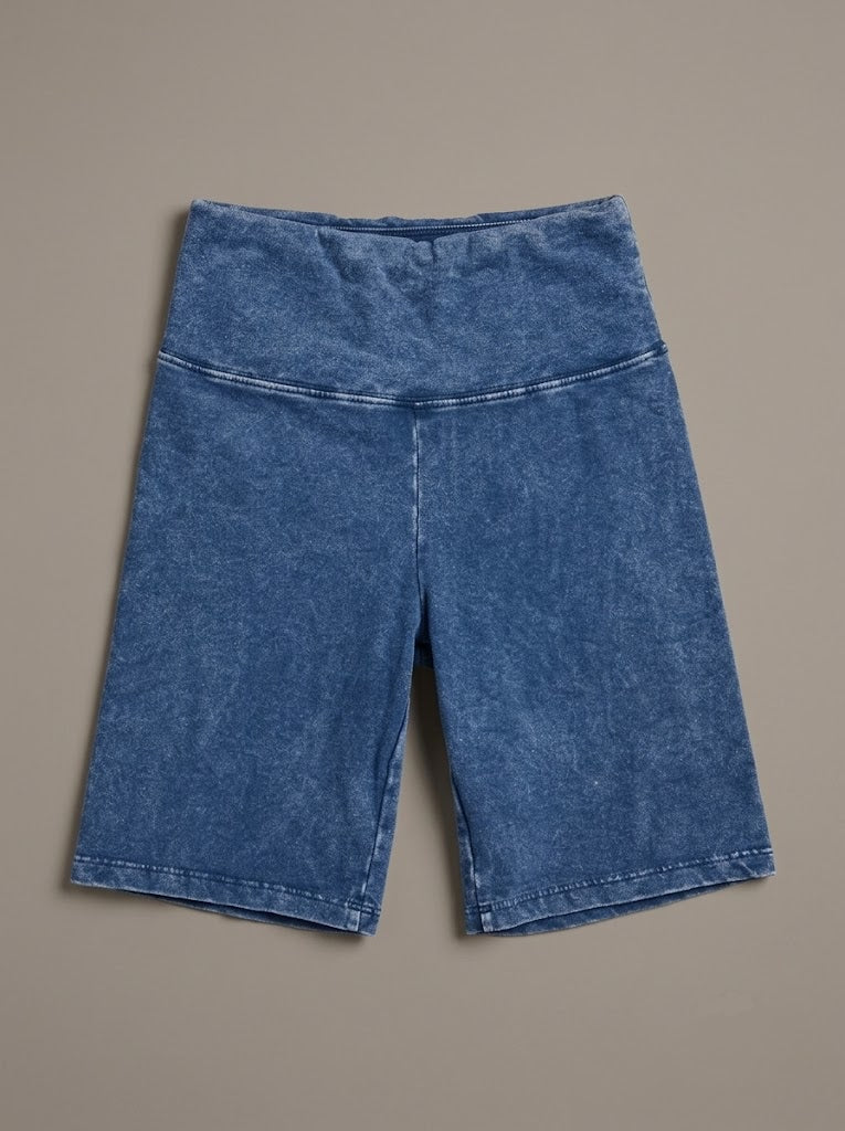 Washed Cotton-Blend Comfort Biker Shorts