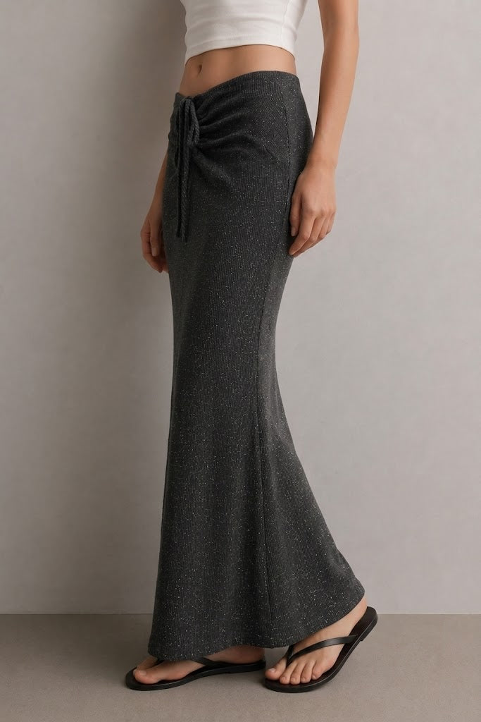 Aura Ribbed Ruched Maxi Skirt