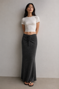 Aura Ribbed Ruched Maxi Skirt