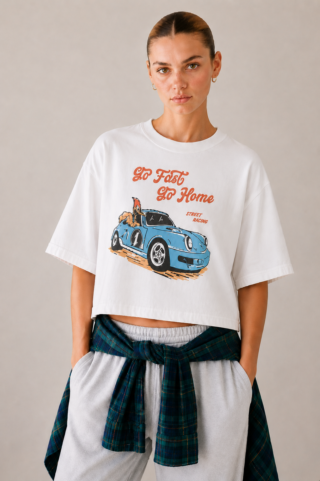 Go Fast Go Home Oversized Boxy Crop T-Shirt