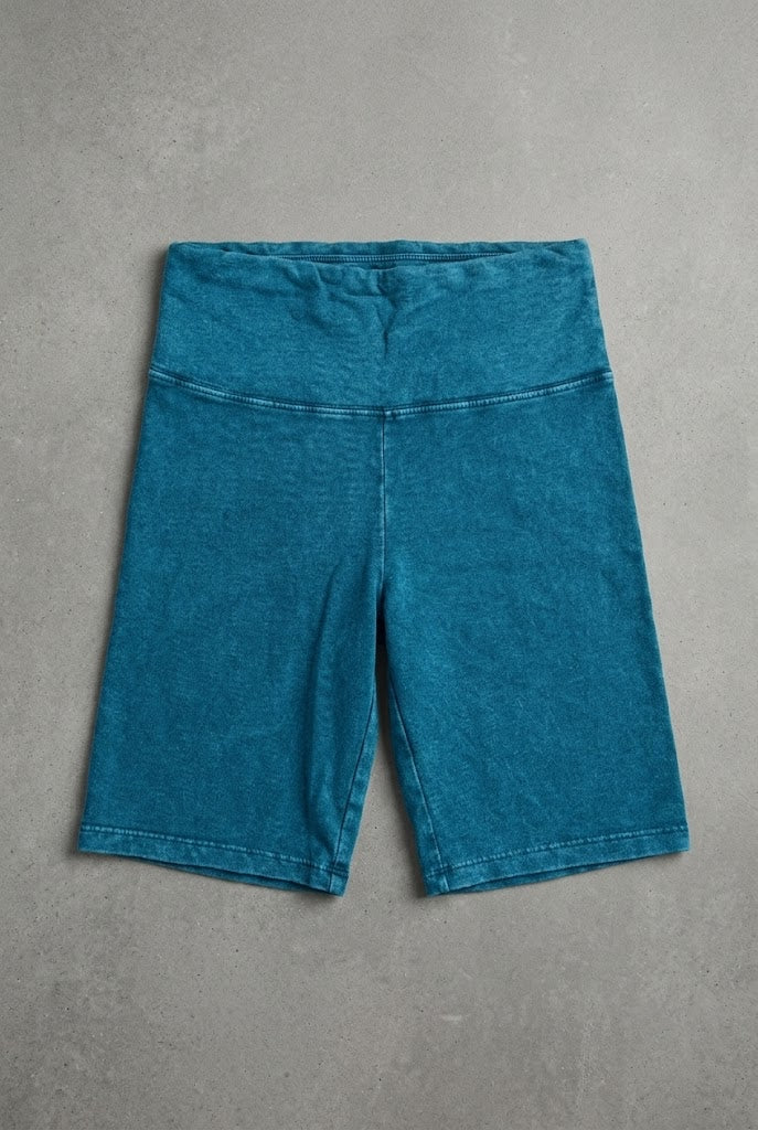 Washed Cotton-Blend Comfort Biker Shorts