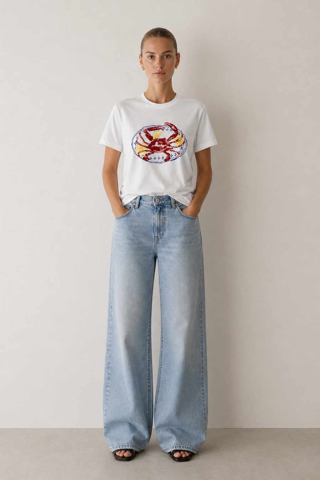 Lemon Crab Cotton T-Shirt