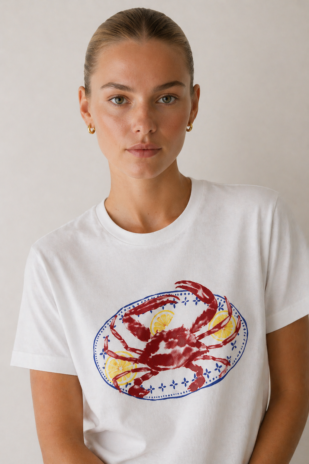 Lemon Crab Cotton T-Shirt