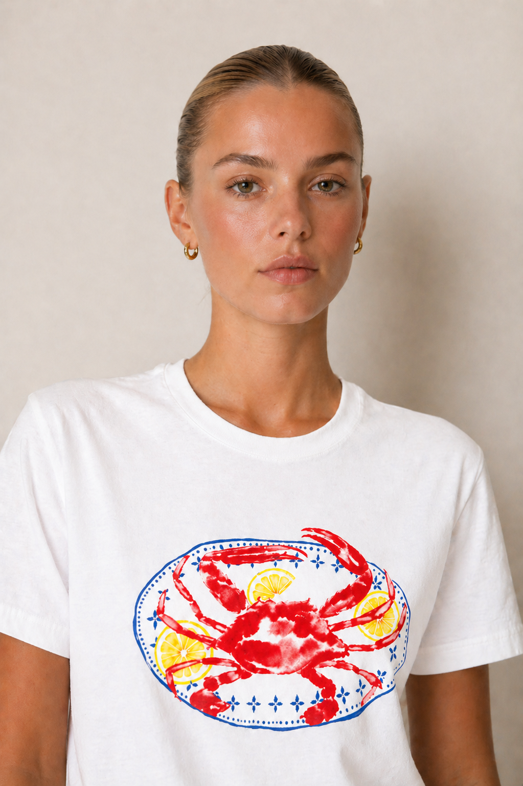 Lemon Crab Cotton T-Shirt