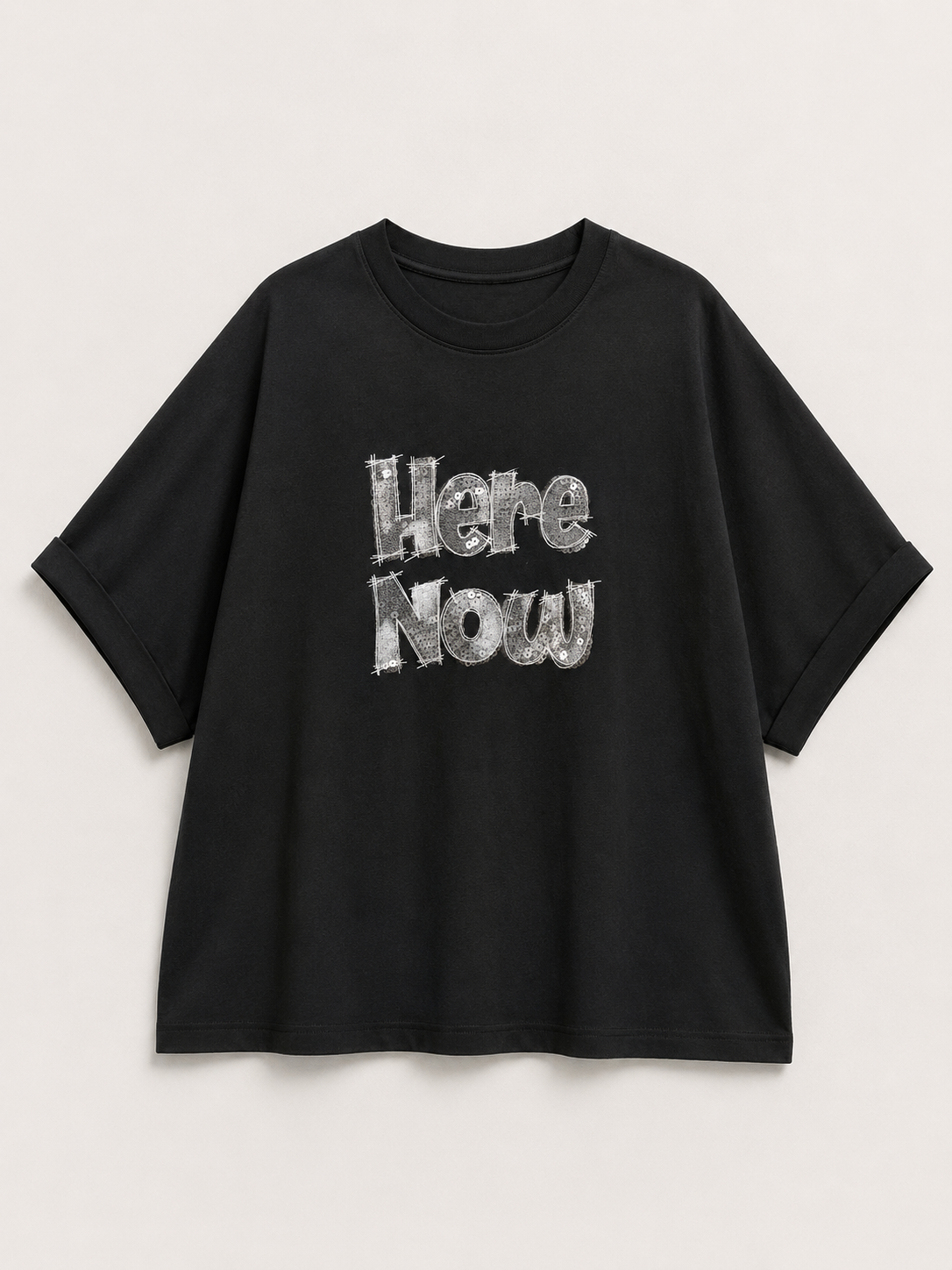 Here Now Sequin Oversized Boxy Tee