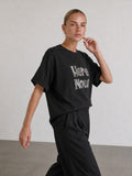 Here Now Sequin Oversized Boxy Tee