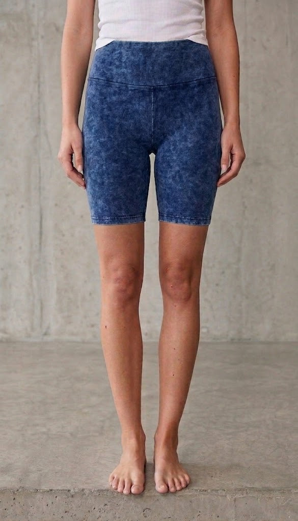 Washed Cotton-Blend Comfort Biker Shorts