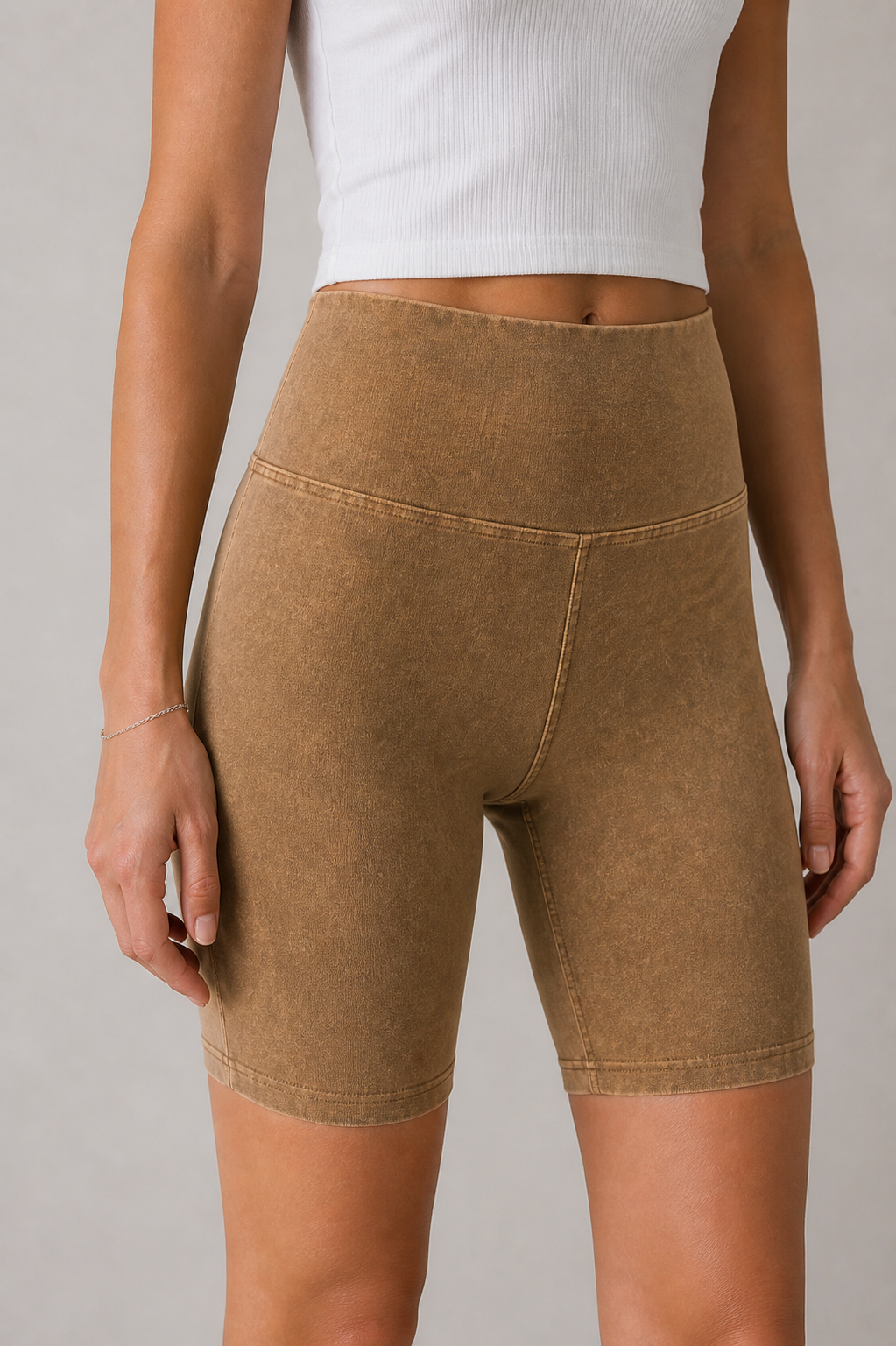 Mineral Wash High-Waisted Biker Shorts